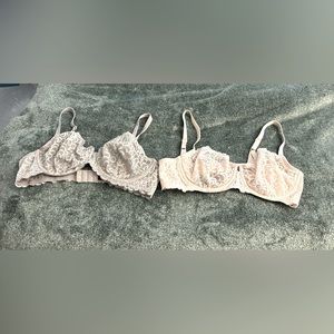 2 True & Co Grammercy Balconette Bras Pink & Dusky Lavender Sz 36-38 B